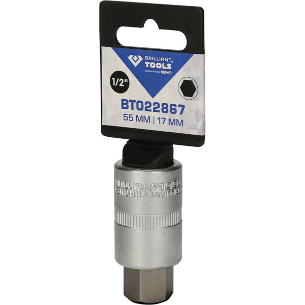 Brilliant Tools Steckschlüssel-Einsatz mit 1/2 Zoll Antrieb, 55 mm Länge und 17 mm Schlüsselweite