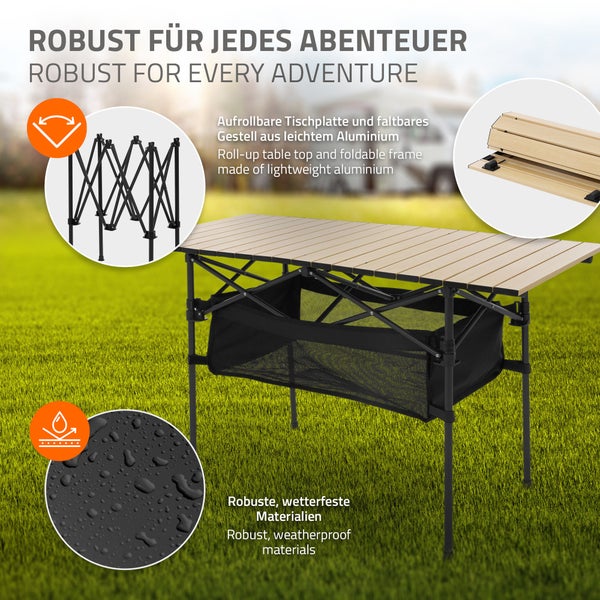 Hauki Campingmöbel Set 3tlg. Campingtisch faltbar Beige mit 2 Campingstühlen Schwarz, Camping-Set für 2 Person mit Tragetasche, Alu Klapptisch mit 2 Angelstuhl, Sitzgarnitur Sitzgruppe Gartenmöbel