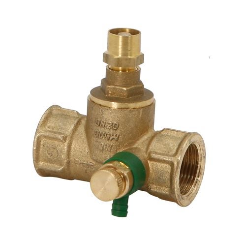 Schrägsitzventil aus Messing, Nennweite 20, mit Entleerungsventil.