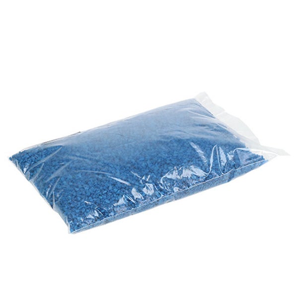 Blauer Dekokies in einem transparenten Kunststoffbeutel.