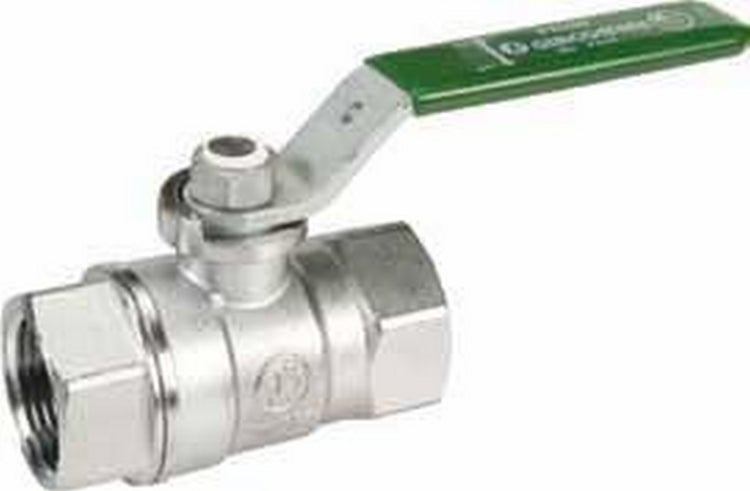 Kugelhahn mit grünem Hebelgriff aus Metall