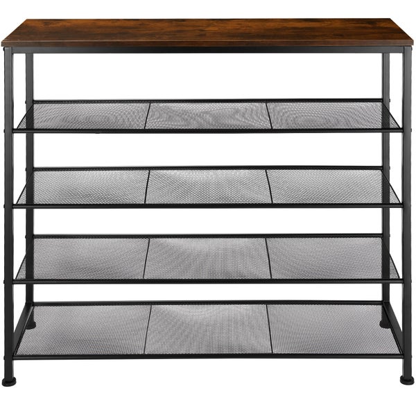 Schuhregal tectake Sheffield 100 x 30,5 x 93 cm Industrial Style Industrial Holz dunkel, rustikal