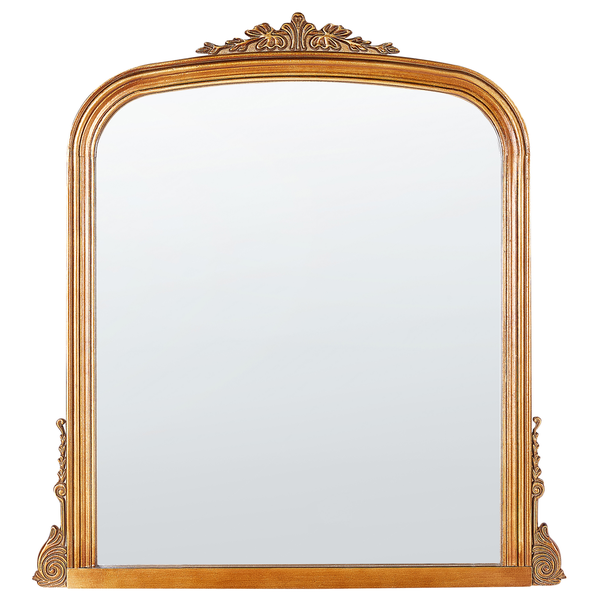 Rechteckiger Spiegel mit verschnörkeltem Goldrahmen