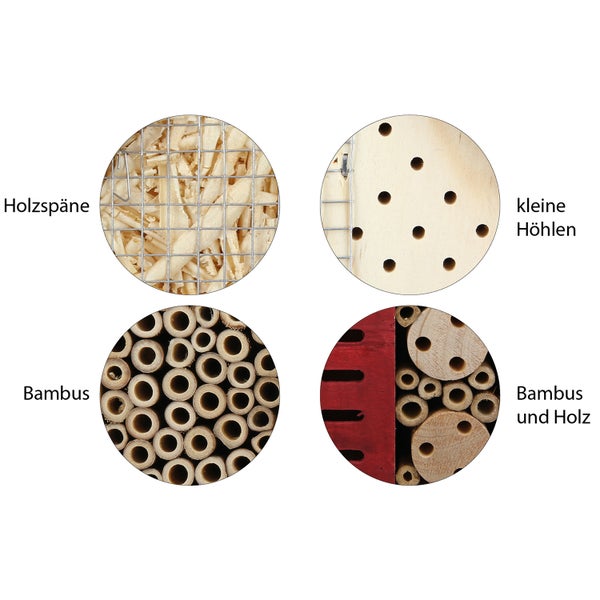 2er Set Insektenhotel CULT at home Insektenhaus Höhe 26cm braun Holz