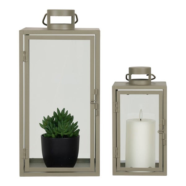 Corfu Lampe Laterne Satz von 2 grün. 20 X 20 X 40 cm