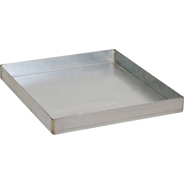 Rechteckige Wanne aus verzinktem Stahl mit flachem Boden und niedrigem Rand.