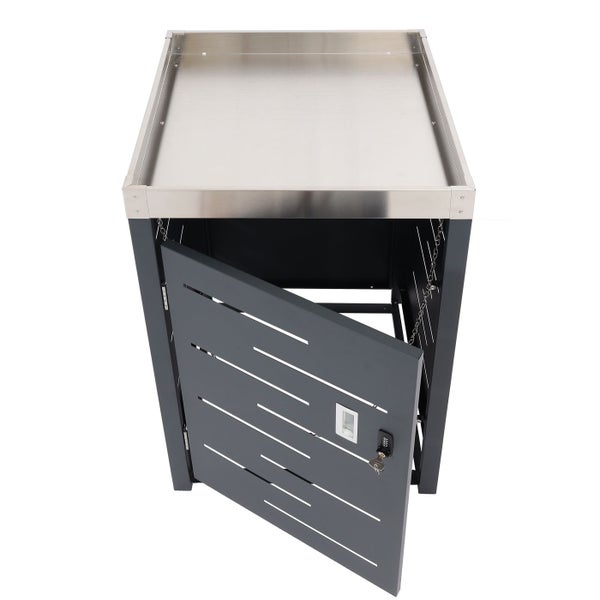 Grilltisch mit Staufach und geöffneter Tür