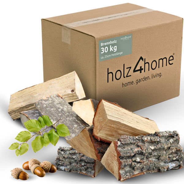 holz4home Brennholz Mischholz 30KG im Karton