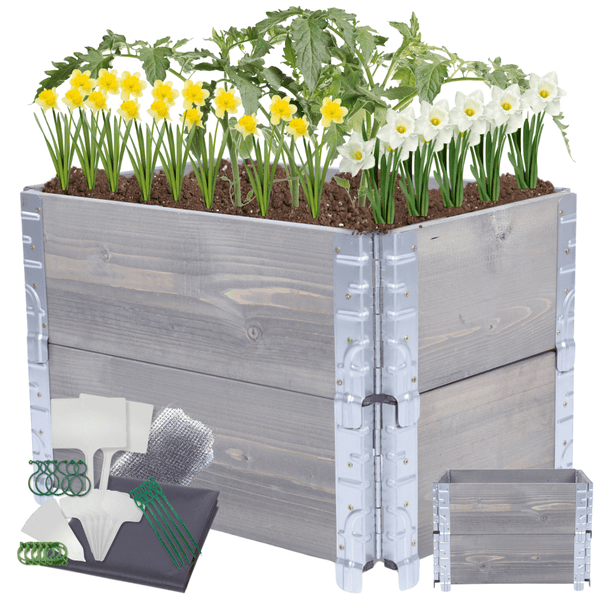 Hochbeetkisten GrowBox HxBxT 40x60x40 cm 2 Ebenen Holz Grau