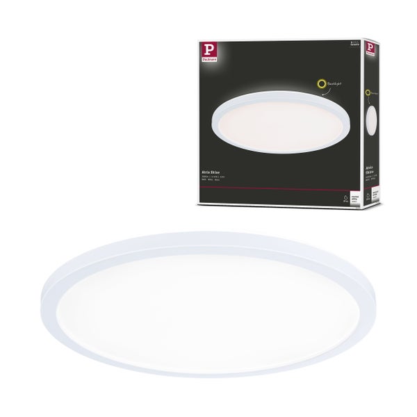 LED Deckenleuchte mit einstellbarer Lichtfarbe für Badezimmer und Wohnraum inklusive Hintergrundbeleuchtung und Montagehinweisen.