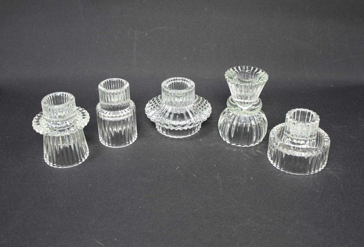 FRANK FLECHTWAREN | Kerzenhalter Classical, 5er Set, GLAS