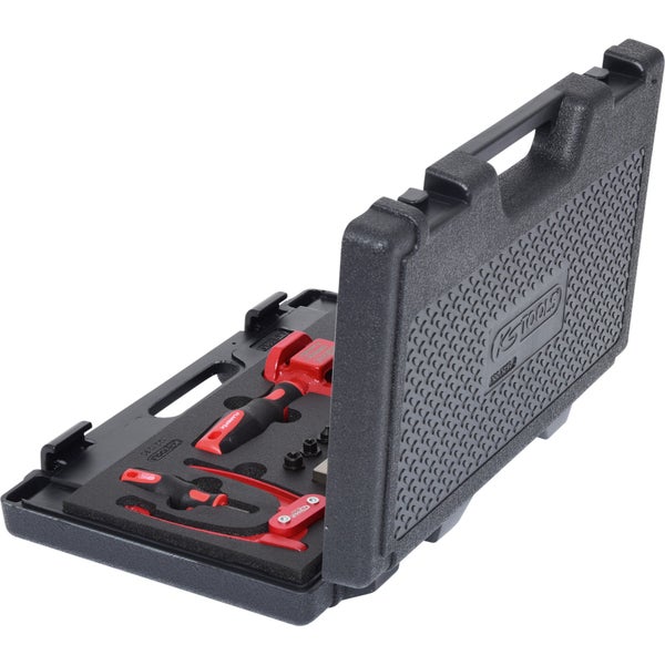 KS TOOLS Flarefix 1 Universal-Bremsleitungs-Bördelgerät-Satz mit Hydraulik-Spindel 16tlg. - 122.1290