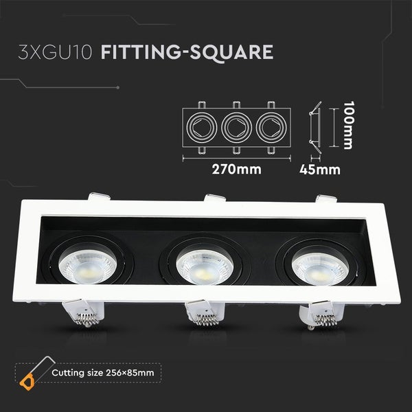 V-TAC VT-887 - LED-Strahler - Einbauleuchte - GU10 - IP20 - Weiß+Schwarz - Modell Nr: - VT-887