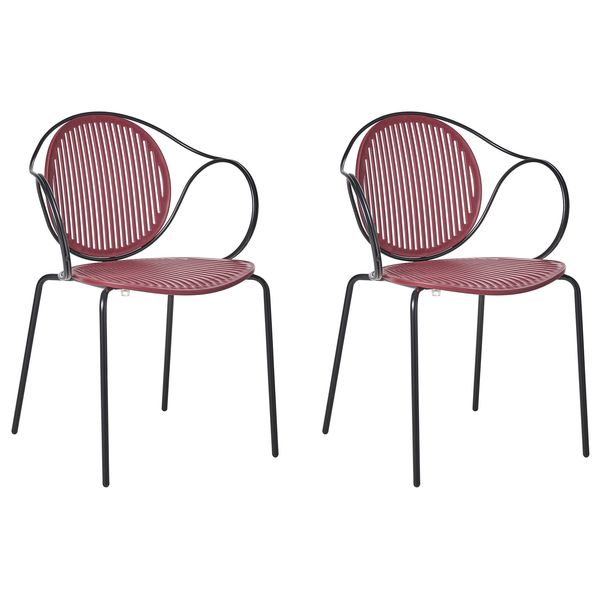 Zwei Gartenstühle mit Armlehne aus Metall