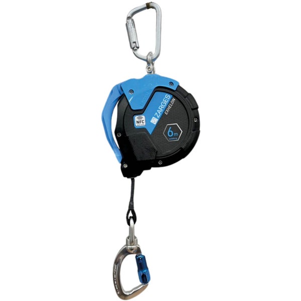 Zarges Exhelon Höhensicherungsgerät mit Karabinerhaken und sechs Meter Gurtband