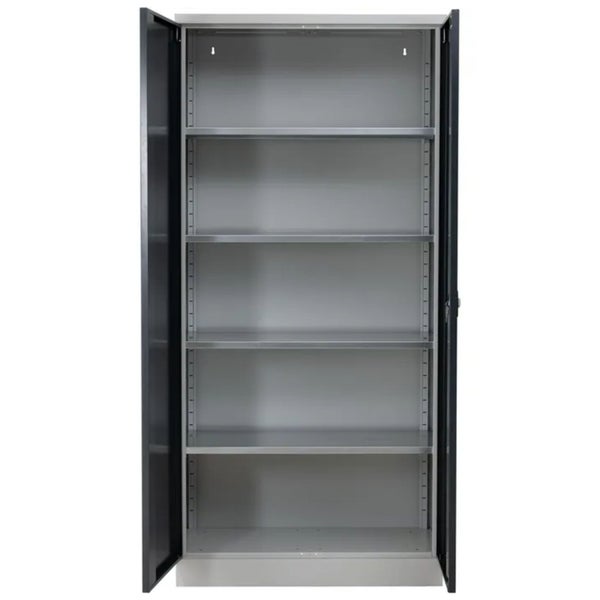 PROREGAL Stahlschrank Bee 4 Fachböden HxBxT 195 x 92 x 60 cm Pulverbeschichtetes & Verstärktes Fachbodenmaterial Grau & Antrhazit