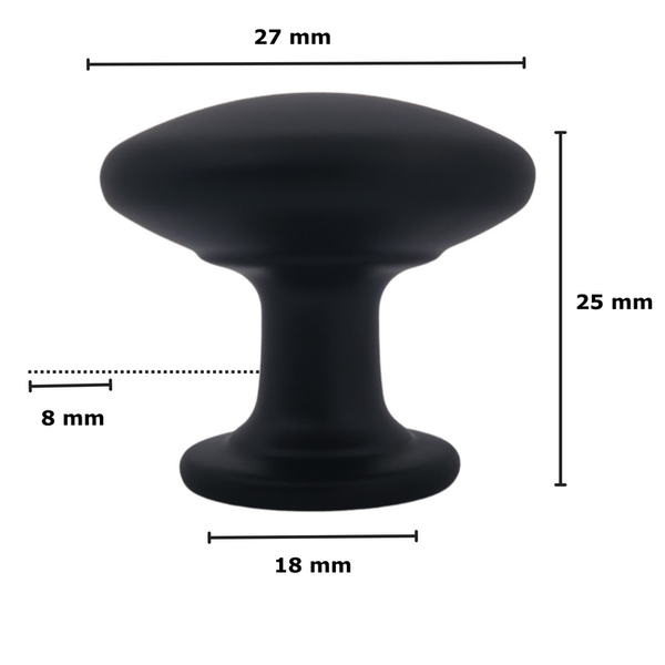 Schrankknopf / Möbelknopf Macon 27 mm Schwarz 10 Stück