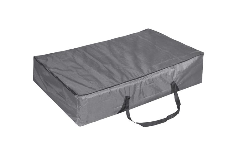 Graue Aufbewahrungstasche mit Reißverschluss und Tragegriffen