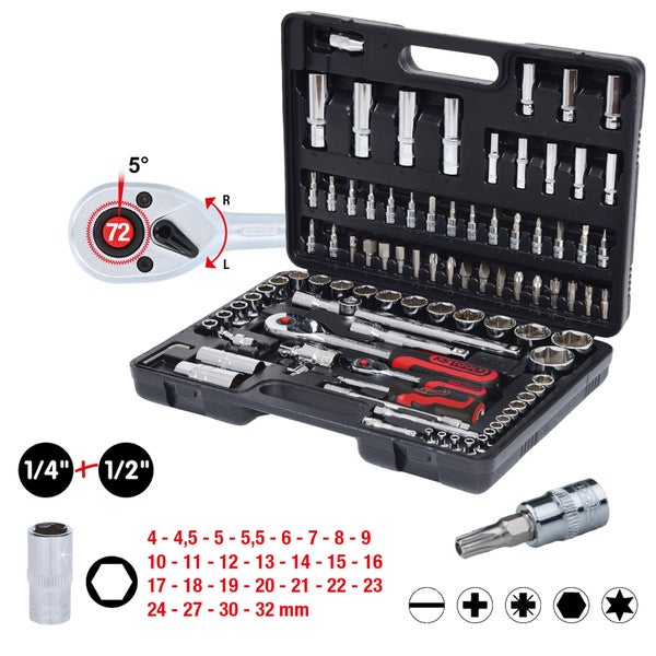 KS TOOLS 1/4+1/2 CHROMEplus Steckschlüssel-Satz 94tlg. - 918.0694