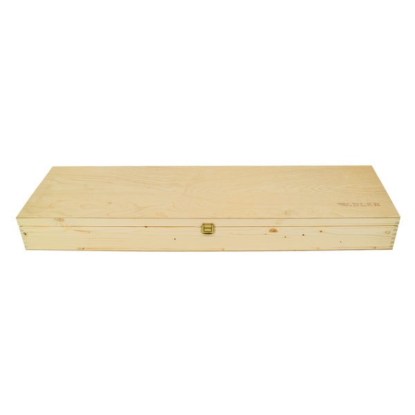 Länglicher Aufbewahrungskasten aus Holz mit Adler Logo und Metallverschluss