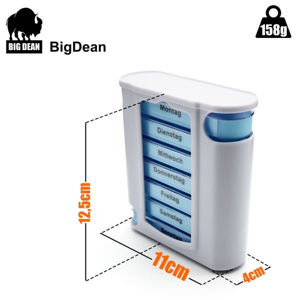 BigDean 3 Stück Tablettenbox 7 Tage Morgens, Mittags, Abends & Nachts in Weiß – Medikamentenbox BPA-frei & Lebensmittelecht – luftdichte Pillendose auch für unterwegs geeignet!