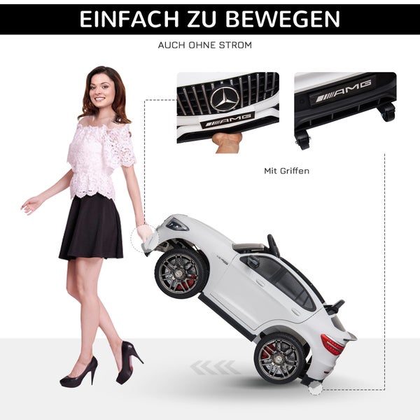 HOMCOM Kinderfahrzeug, 12V, mit Fernbedienung, Sicherheitsgurt,  2 x 35W, 115 x 70 x 55 cm, PP, Metall, Weiß