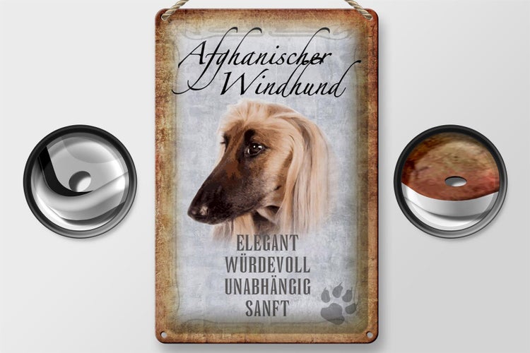 Blechschild Spruch 20x30cm Afghanischer Windhund Hund ohne kein Heim