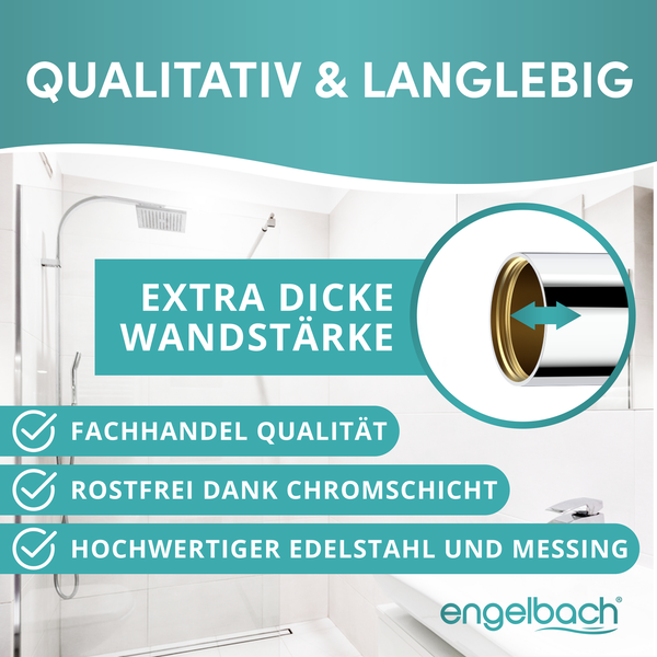 Engelbach® Design Siphon für Waschbecken & Waschtisch - Mit Reinigungsöffnung - r 1 1/4 - inkl. Gummimanschette und Anleitung