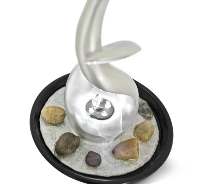 Design LED Zimmerbrunnen Tischbrunnen FoTwist perlmutt & schwarz 10750