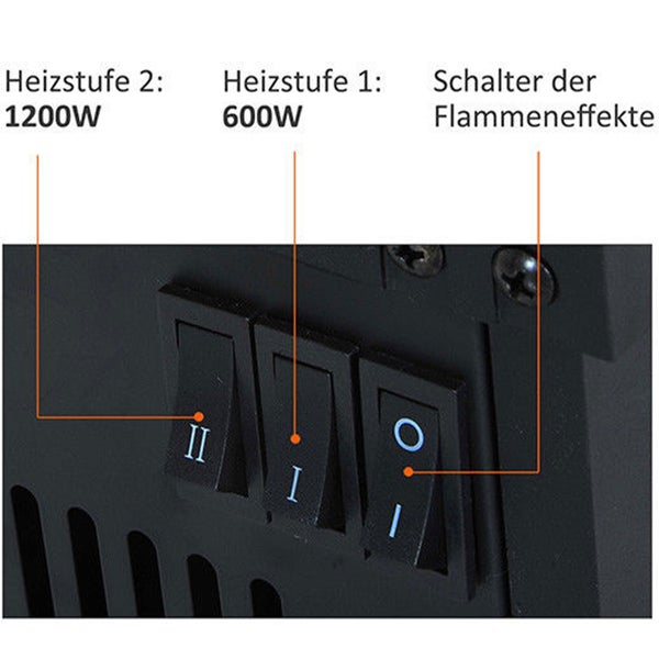 HOMCOM Elektrokamin, Modell5, Sicherheitsglas, L34 x B17 x H25cm, Kunststoff, Schwarz