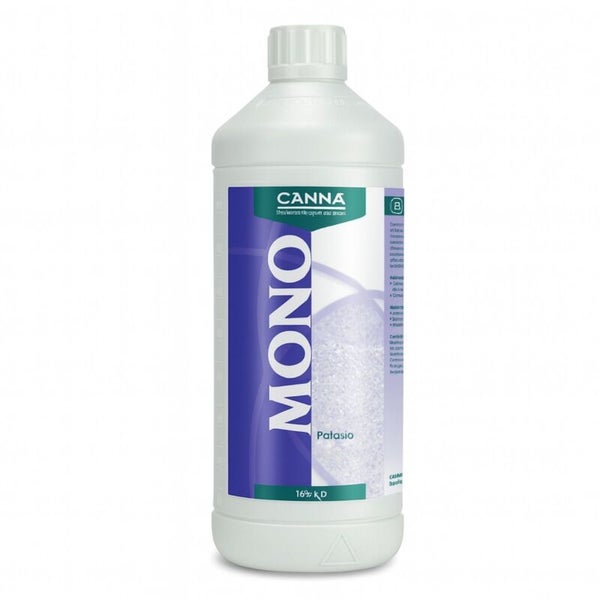 Canna Mono Patasio Kaliumduenger in einer Kunststoffflasche zur Pflanzenernaehrung.