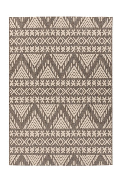 Flachflor Teppich Silkaria Braun / Creme Ethno-Design 200 x 290 cm