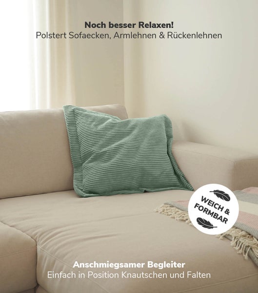 mokebo Sofakissen aus Cord 'Das Wölkchen', Couchkissen oder Flatterkissen in Grün