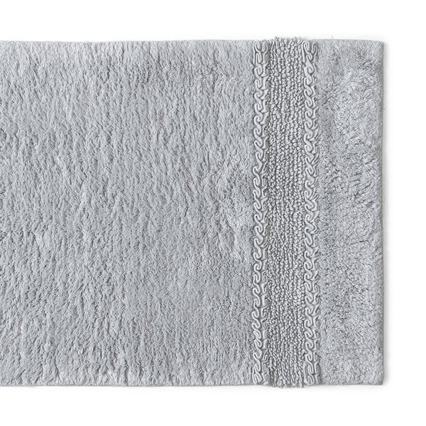 Grauer 50 x 80cm rutschfester Badezimmerteppich aus Baumwolle | Bessera