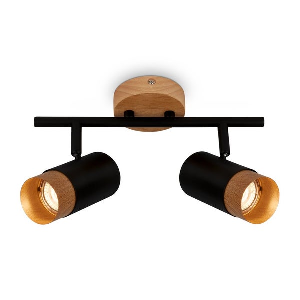 Spotleuchte,schwarz,mit Holz, exkl. 2xGU10/max.9W
