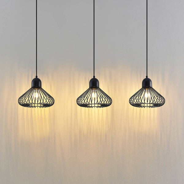 Lindby Pendelleuchte Metehan in Schwarz aus Metall (3 flammig, E27) - Deckenlampe Esstischlampe Hängelampe Hängeleuchte Wohnzimmerleuchte