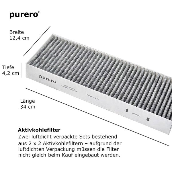 PURERO Premium Aktivkohlefilter Ersatzfilter für Bora BASIC Dunstabzug (2 Stck)