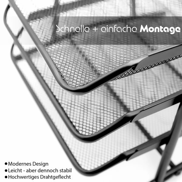 Schreibtischablage aus Drahtgeflecht mit drei Fächern für Dokumente