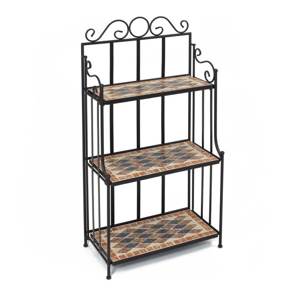 FRANK FLECHTWAREN | Regal Mosaik, METALL, Breite 55 cm, Tiefe oben 24 cm, Tiefe unten 31 cm, Höhe 116 cm, einfacher Klappaufbau, Lieferung nur
