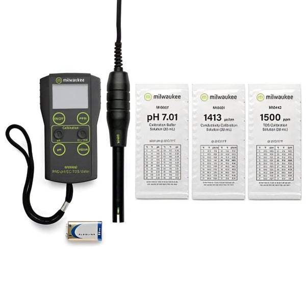 Milwaukee MW802 EC- & pH-Messgerät mit Sonde – Präzise Wasseranalyse für Pflanzenanbau, Hydrosysteme & Wasserqualität