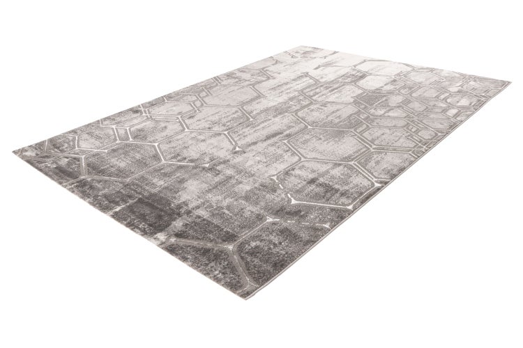 Rechteckiger Teppich mit geometrischem Wabendesign in Vintage Optik
