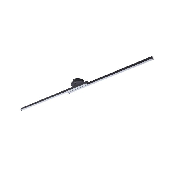 Moderne, lineare LED-Deckenleuchte mit schwarzem Metallgehäuse und langer, schlanker rechteckiger Form.