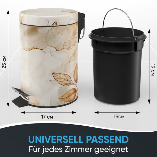 Abfalleimer mit Pedal und herausnehmbarem Eimer, Abmessungen sind angegeben