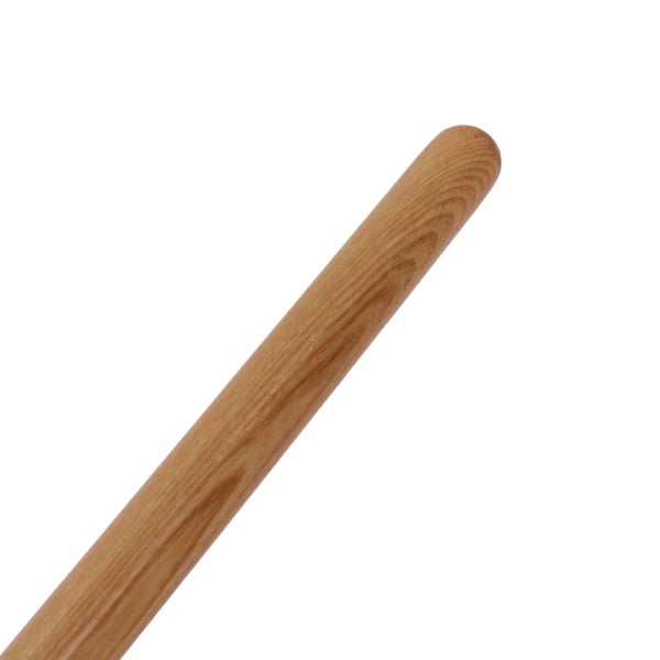 Abgerundeter Stiel aus Holz für Gartenwerkzeuge.