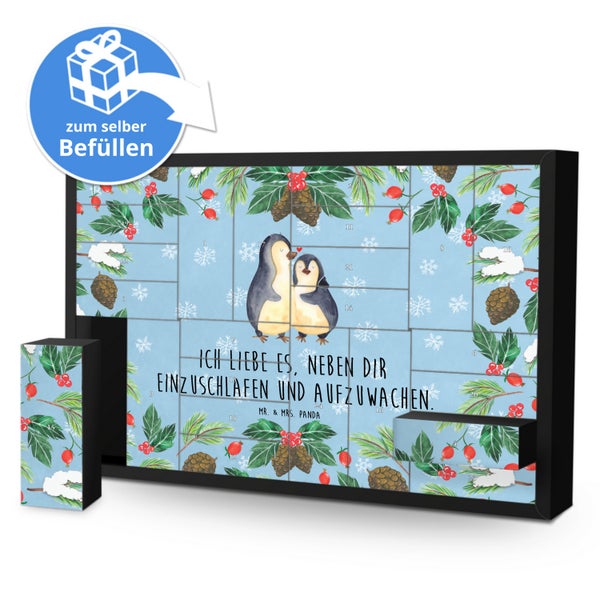 Mr. & Mrs. Panda Befüllbarer Adventskalender Pinguine Einschlafen - Blau Pastell