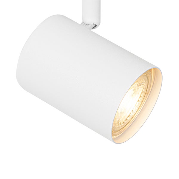 Weißer zylindrischer Strahler mit warmweißem Licht.