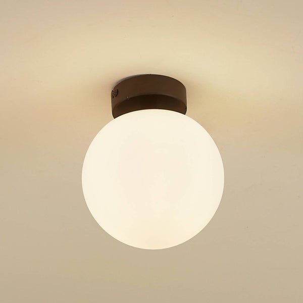 Lucande Deckenlampe Bidolo (spritzwassergeschützt in Schwarz aus Metall (1 flammig, E14) - Bad Deckenleuchte Lampe Badezimmerleuchte