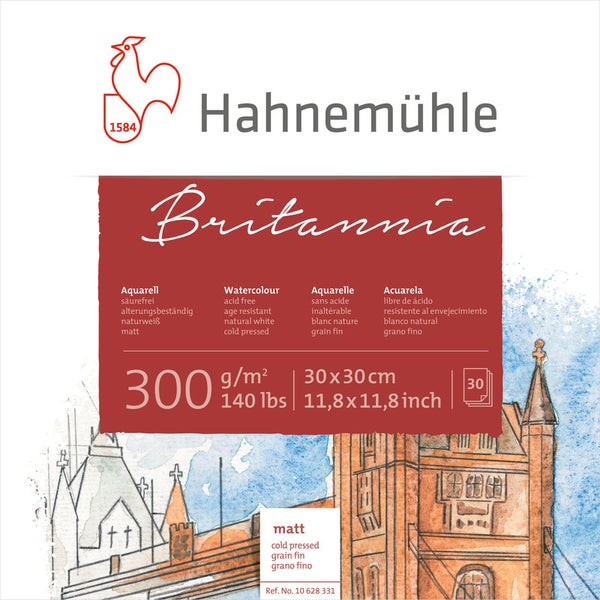 Hahnemühle Britannia Aquarellpapier, 300 g/m², 30 x 30 cm