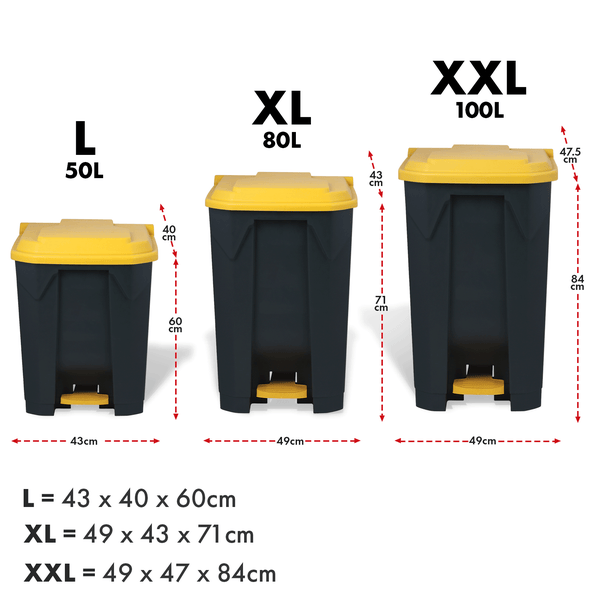 FLOORDIREKT Mülleimer Olaf Step-On Abfalleimer Tretmülleimer Universal Gelb 50 Liter