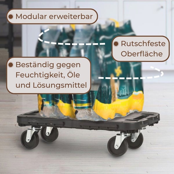 Rollbrett mit Getränken: modular erweiterbar, rutschfeste Oberfläche, beständig gegen Feuchtigkeit, Öle und Lösungsmittel